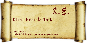 Kirs Erzsébet névjegykártya